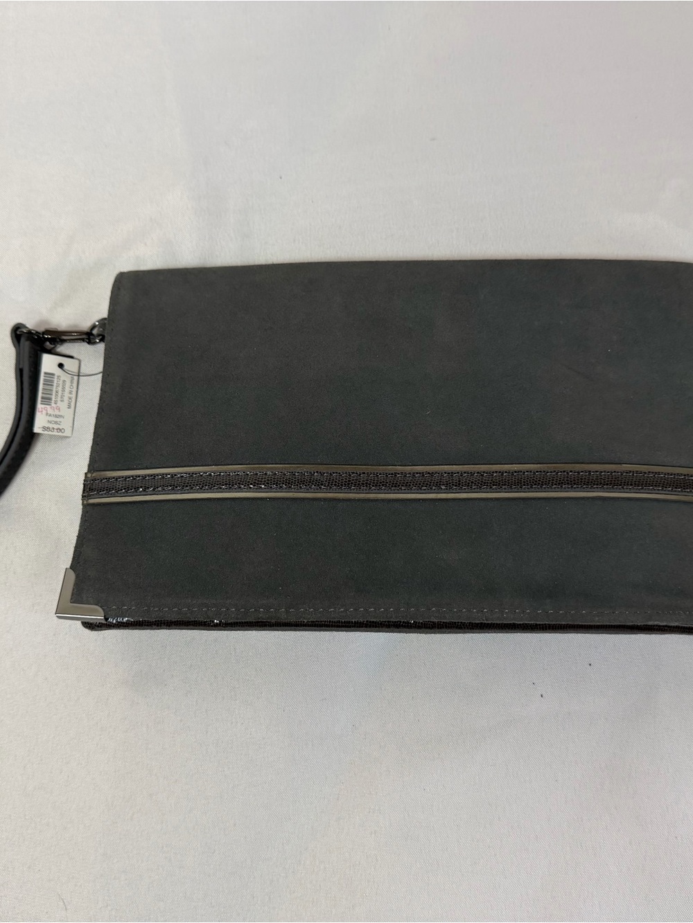 White House Black Market Black Wristlet Clutch with Zip Detail